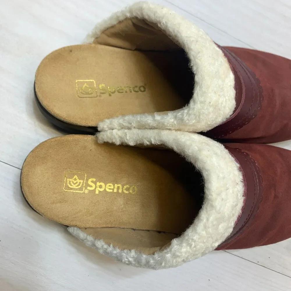 Spenco Nottingham‎ Clogs Shoes Women's Size 11B Burgundy Comfort Slip on Casual